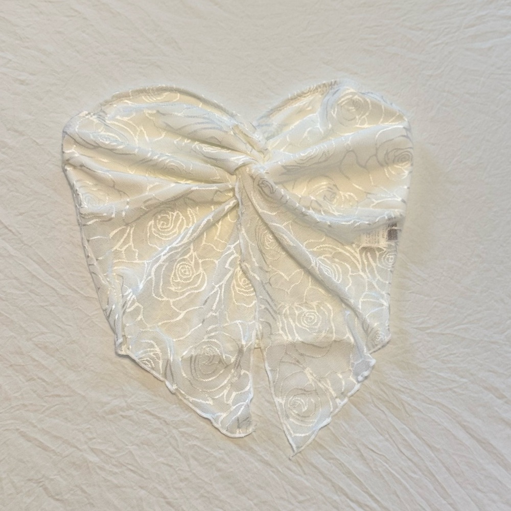 White Lace Sheer Floral Tube Top - Picture 3 of 6